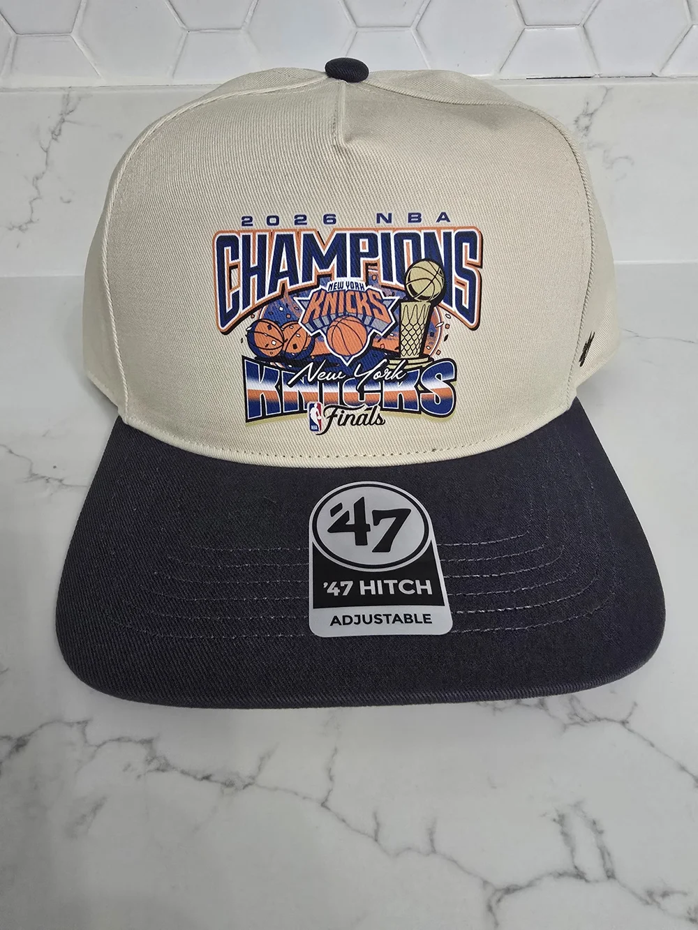 Nike New York Knicks 2026 NBA Champions Two-Tone Hat - Cream & Navy